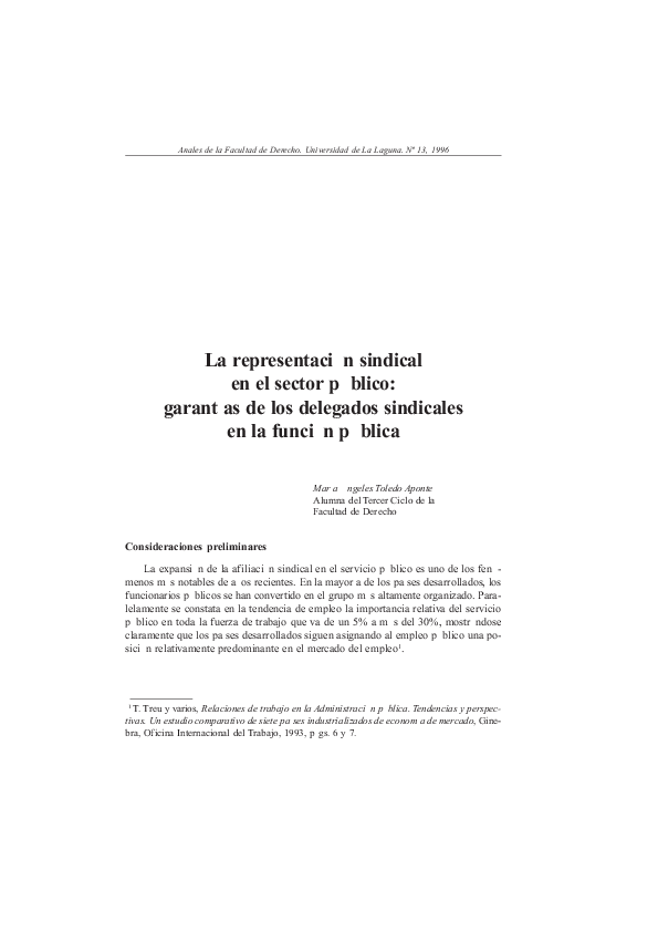 PDF La Representaci n Sindical En El Sector P blico Garant as De Los