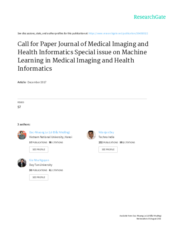 (PDF) Call for Paper Journal of Medical Imaging and Health Informatics