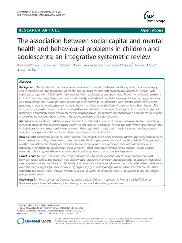(PDF) The association between social capital and mental health and ...