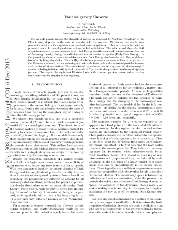 (PDF) Variable gravity Universe