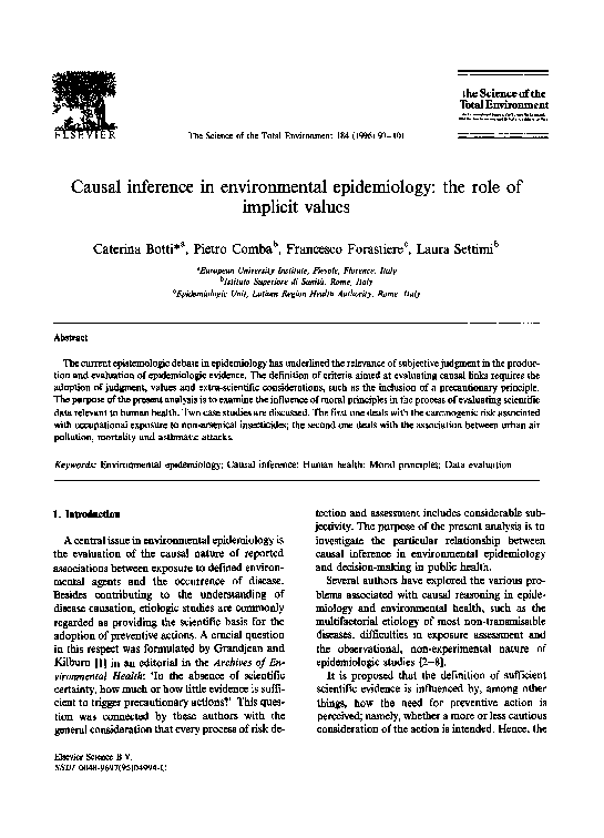 (PDF) Causal inference in environmental epidemiology: the role of ...