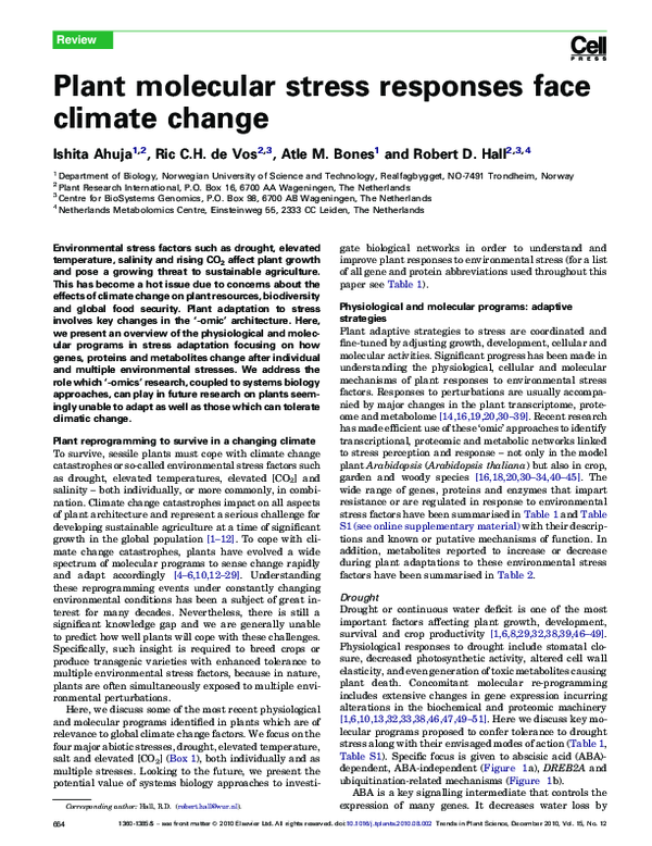 (PDF) Plant molecular stress responses face climate change. Trends in ...