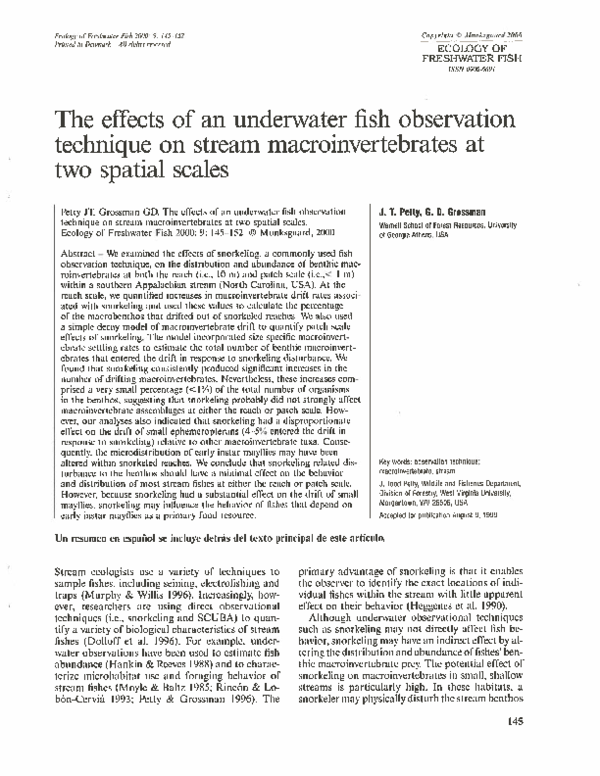 (PDF) The effects of an underwater fish observation technique on stream ...