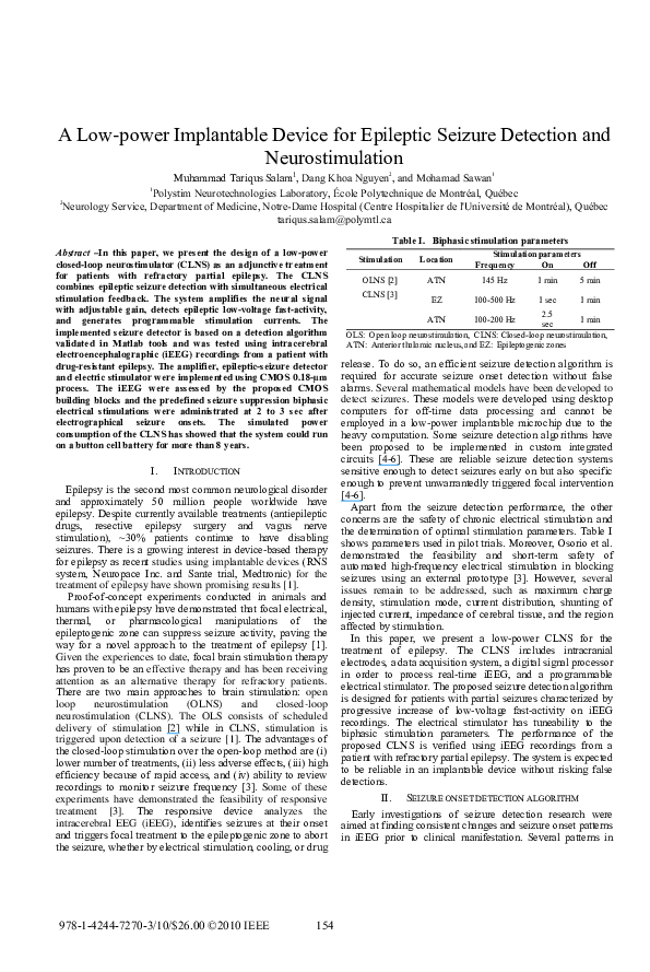 (PDF) LowPower Implantable Device for Onset Detection and Subsequent