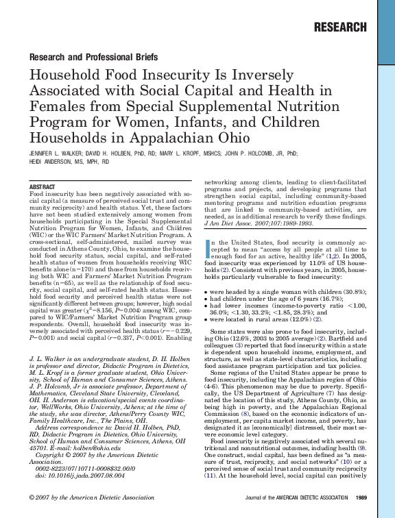 (PDF) Household Food Insecurity Is Inversely Associated with Social ...