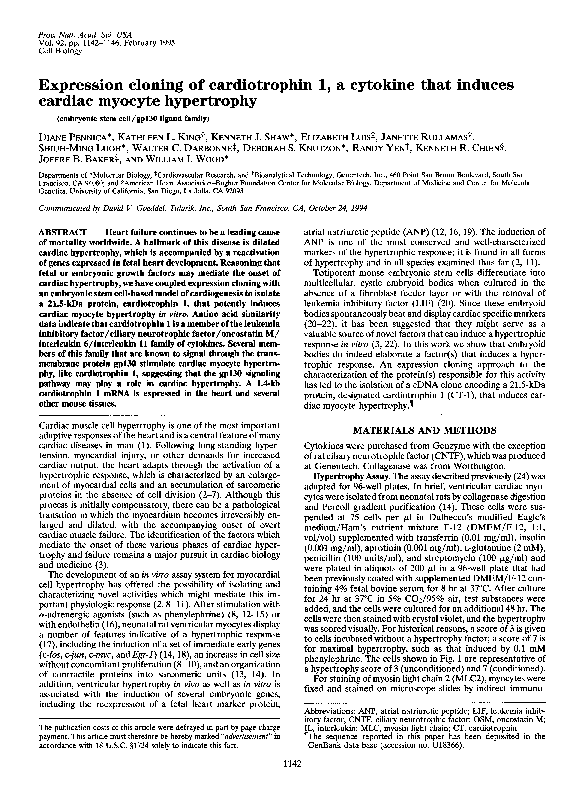 (PDF) Expression cloning of cardiotrophin 1, a cytokine that induces ...