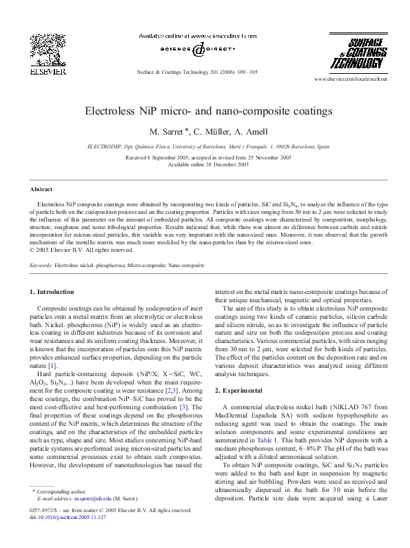 (PDF) Electroless NiP micro- and nano-composite coatings