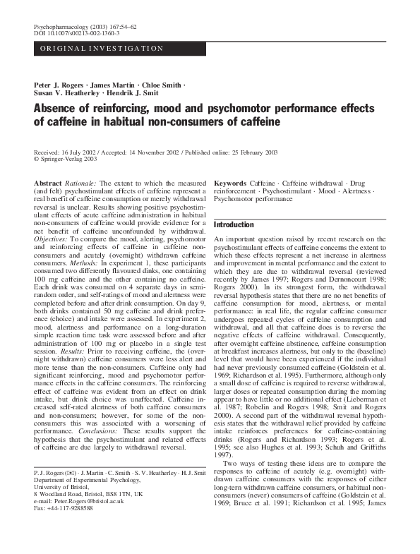 (PDF) Absence of reinforcing, mood and psychomotor performance effects ...