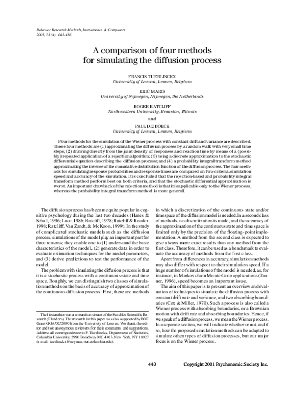 (PDF) A comparison of four methods for simulating the diffusion process