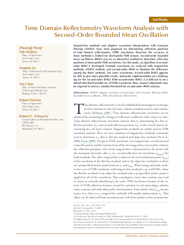 (PDF) Time Domain Reflectometry Waveform Analysis with Second-Order ...