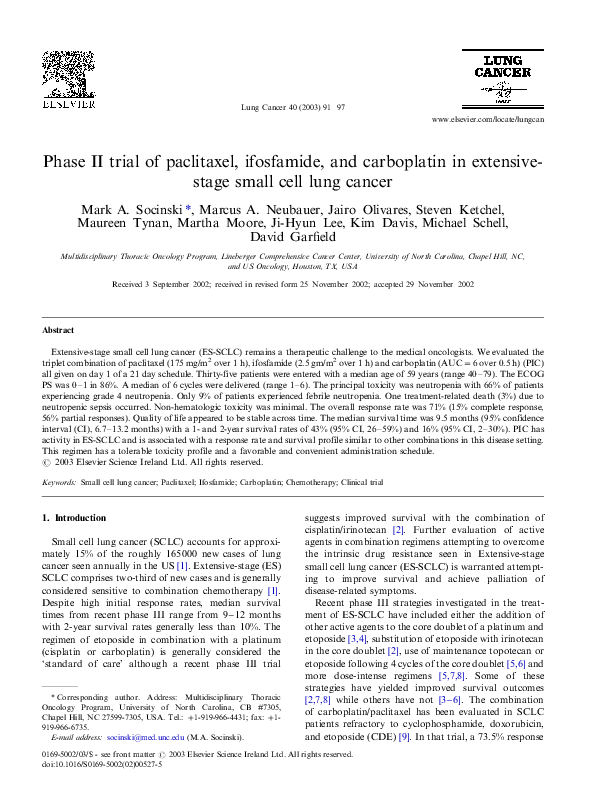 (PDF) Phase II trial of paclitaxel, ifosfamide, and carboplatin in ...
