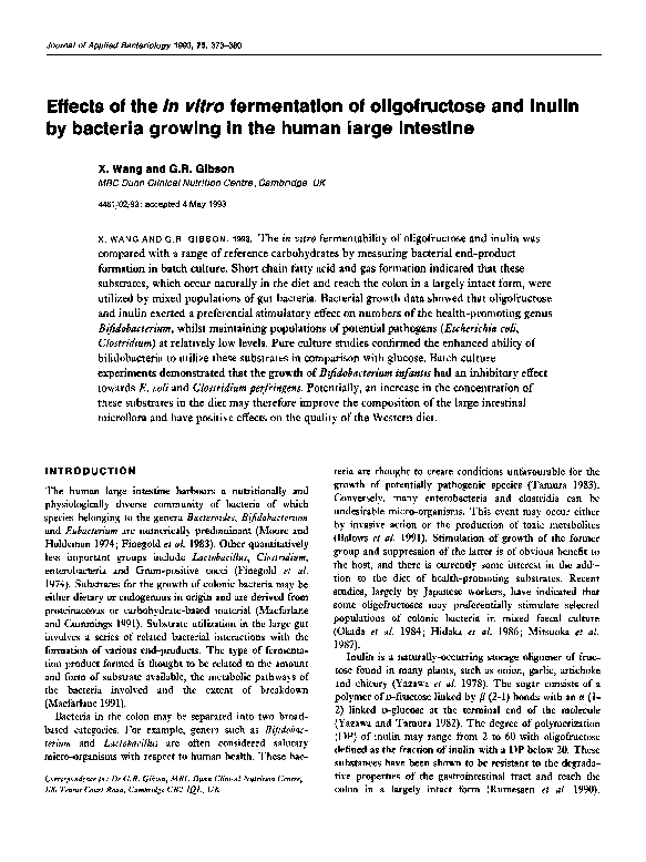 (PDF) Effects of the in vitro fermentation of oligofructose and inulin ...