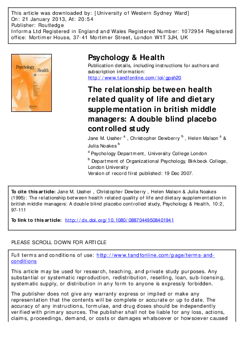 (PDF) The relationship between health related quality of life and ...