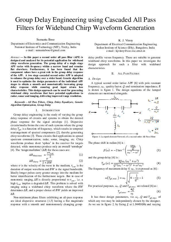 (PDF) Group delay engineering using cascaded all pass filters for ...
