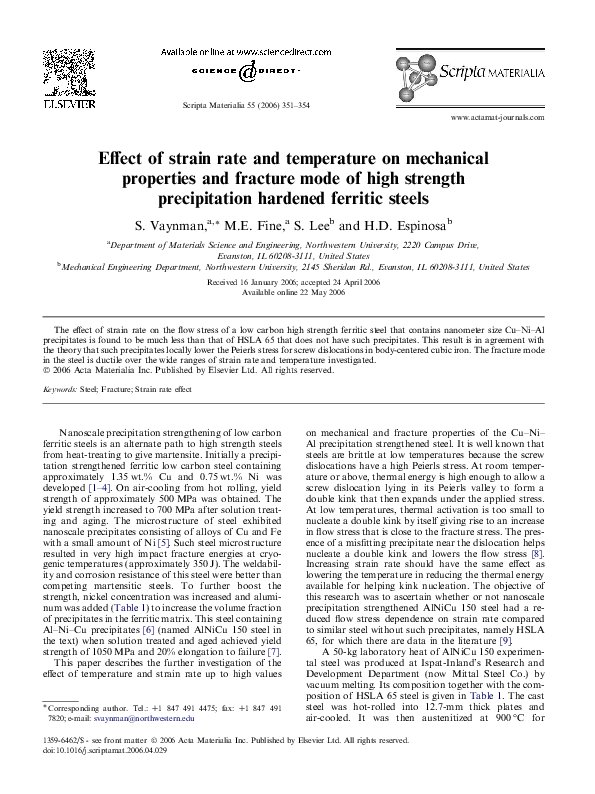 (PDF) Effect of strain rate and temperature on mechanical properties ...