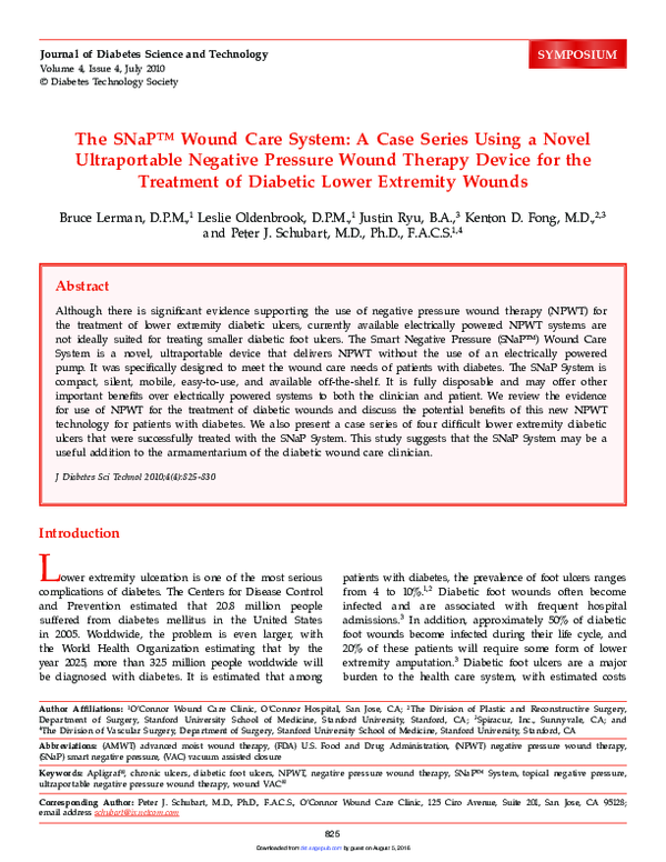 (PDF) The SNaP Wound Care System A Case Series Using a Novel