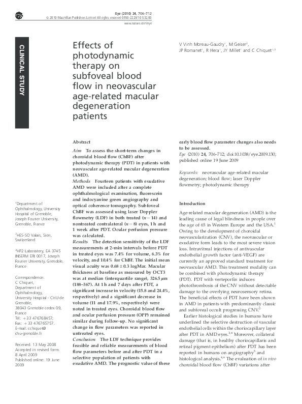 (PDF) Effects of photodynamic therapy on subfoveal blood flow in ...