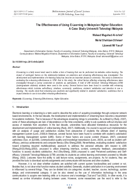Pdf The Effectiveness Of Using E Learning In Malaysian Higher Education A Case Study Pdf The Effectiveness Of Using E Learning In Malaysian Higher Education A Case Study