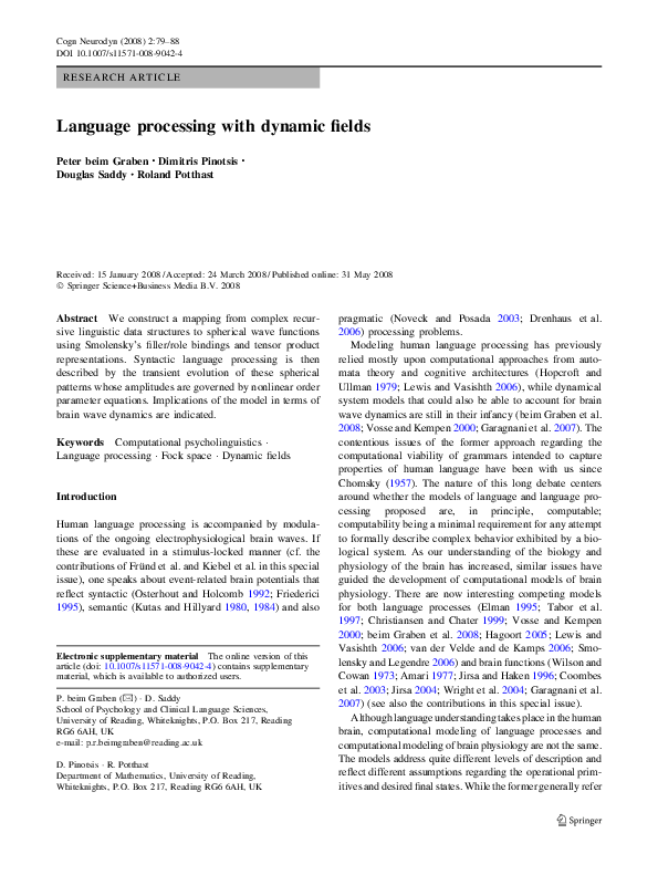 (PDF) Language processing with dynamic fields