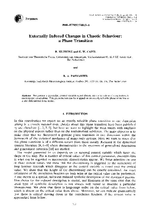 (PDF) Externally induced changes in chaotic behaviour: a phase transition