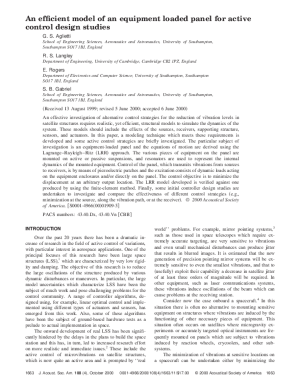 (PDF) An efficient model of an equipment loaded panel for active ...