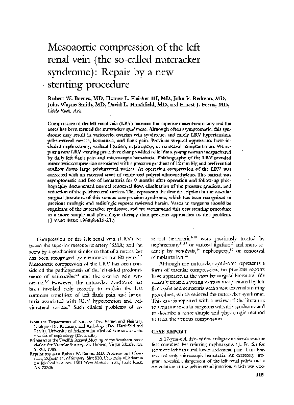 (PDF) Mesoaortic compression of the left renal vein (the socalled