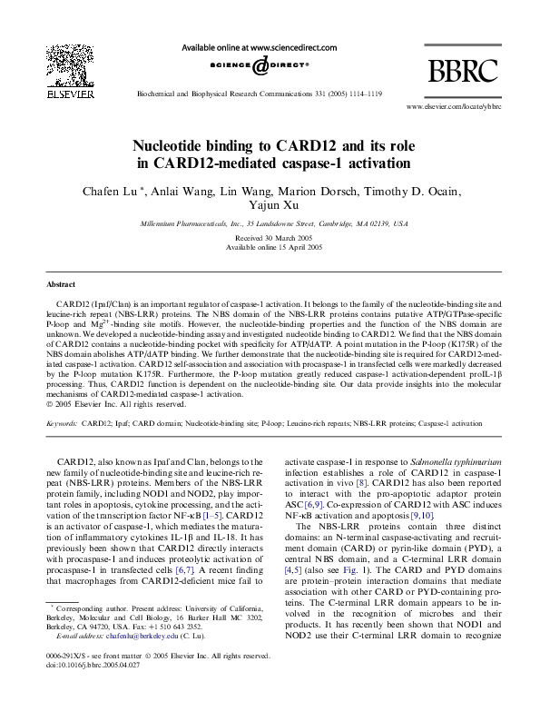 (PDF) Nucleotide binding to CARD12 and its role in CARD12-mediated ...
