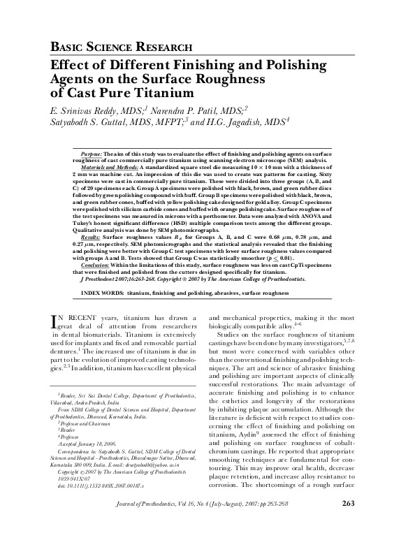 (PDF) Effect of Different Finishing and Polishing Agents on the Surface ...