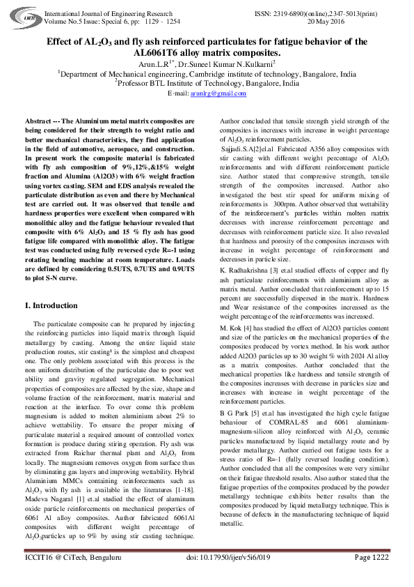 (PDF) Effect of AL 2 O 3 and fly ash reinforced particulates for ...
