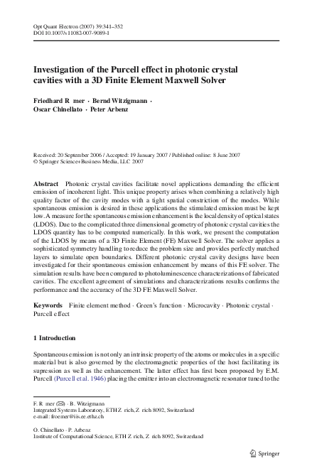 (PDF) Investigation of the Purcell effect in photonic crystal cavities ...