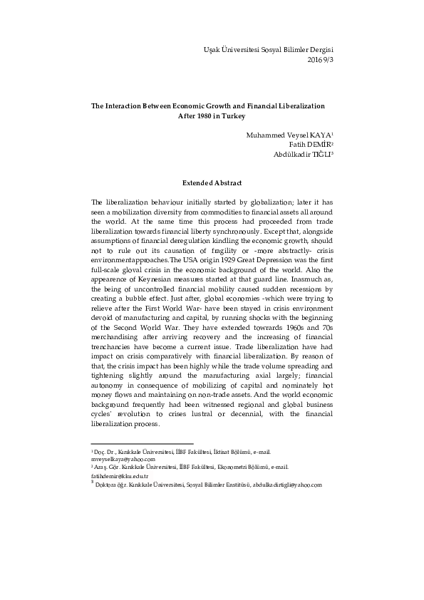 (PDF) The Interaction Between Economic Growth and Financial ...
