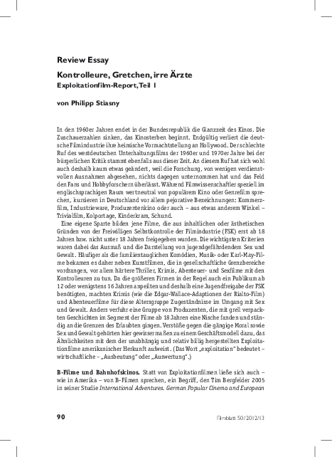 (PDF) Kontrolleure, Gretchen, irre Ärzte. Exploitationfilm-Report, Teil ...