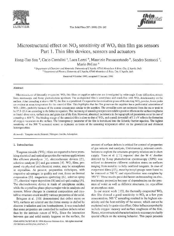 (PDF) Microstructural effect on NO 2 sensitivity of WO 3 thin film gas ...