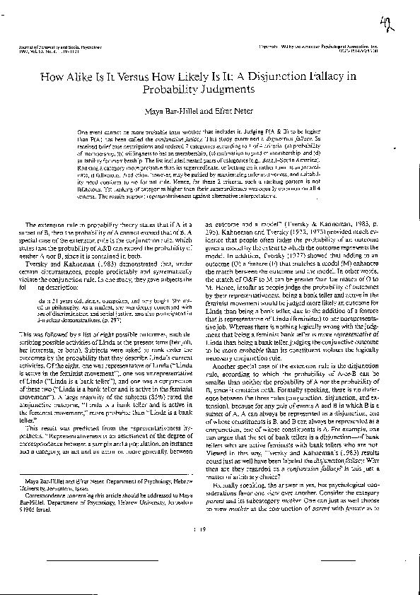 Pdf How Alike Is It Versus How Likely Is It A Disjunction