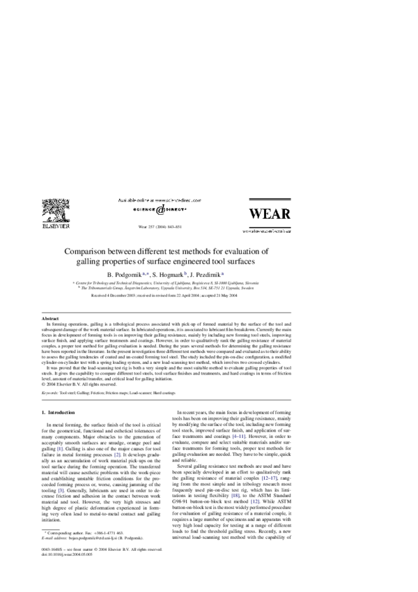 (PDF) Comparison between different test methods for evaluation of ...