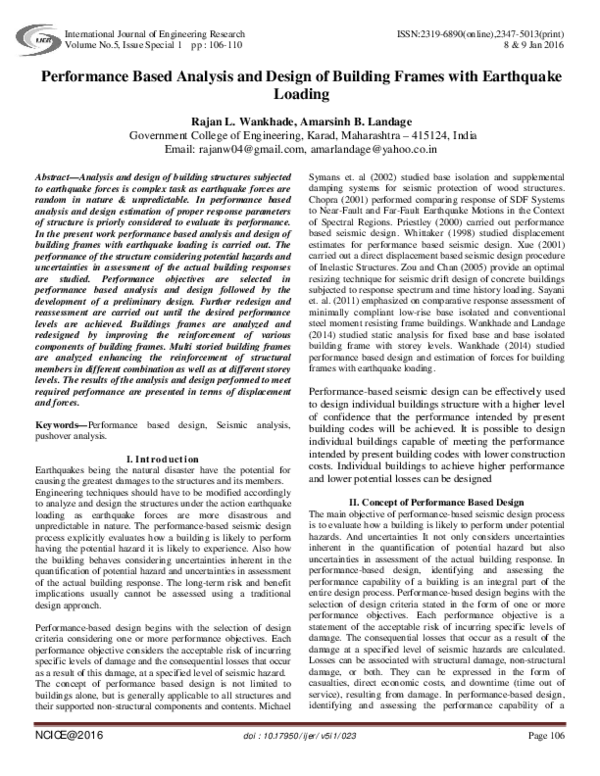 (PDF) Performance Based Analysis and Design of Building Frames with ...