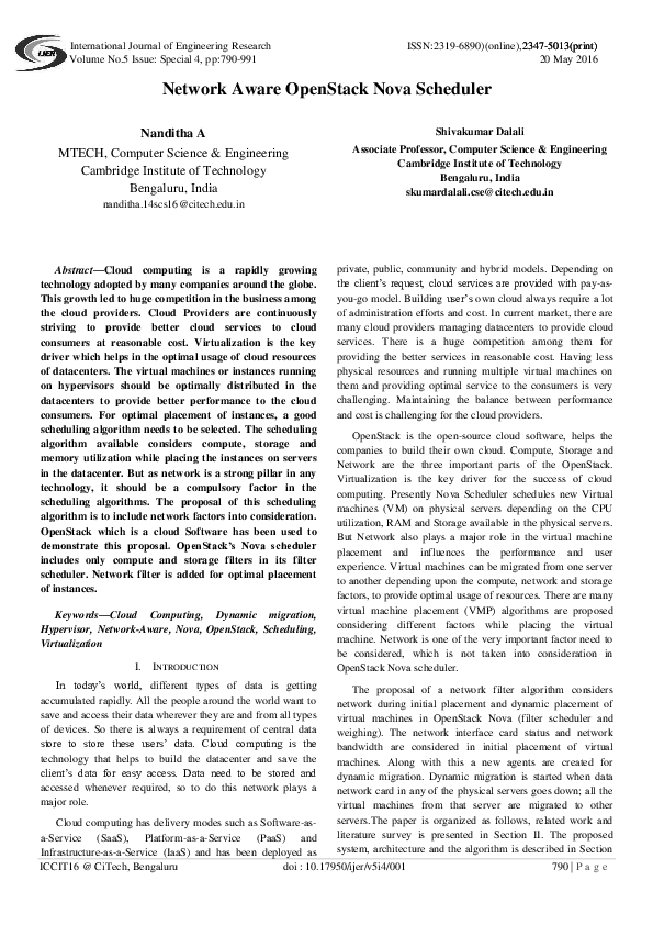 (PDF) Network Aware OpenStack Nova Scheduler