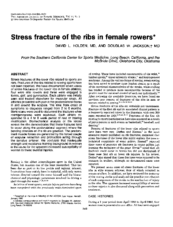(PDF) Stress fracture of the ribs in female rowers