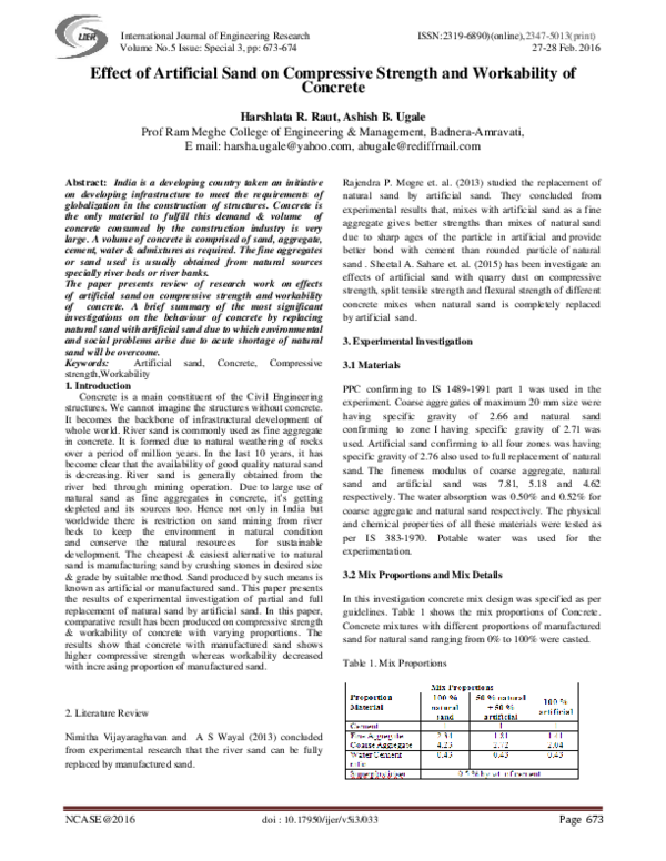 (PDF) Effect of Artificial Sand on Compressive Strength and Workability ...