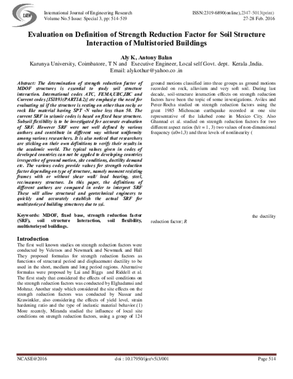 (PDF) Evaluation on Definition of Strength Reduction Factor for Soil