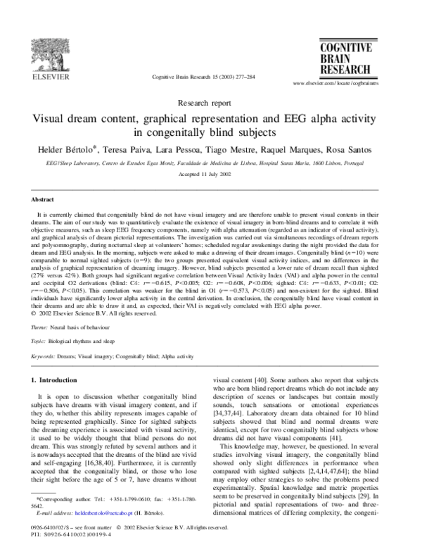 (PDF) Visual dream content, graphical representation and EEG alpha ...
