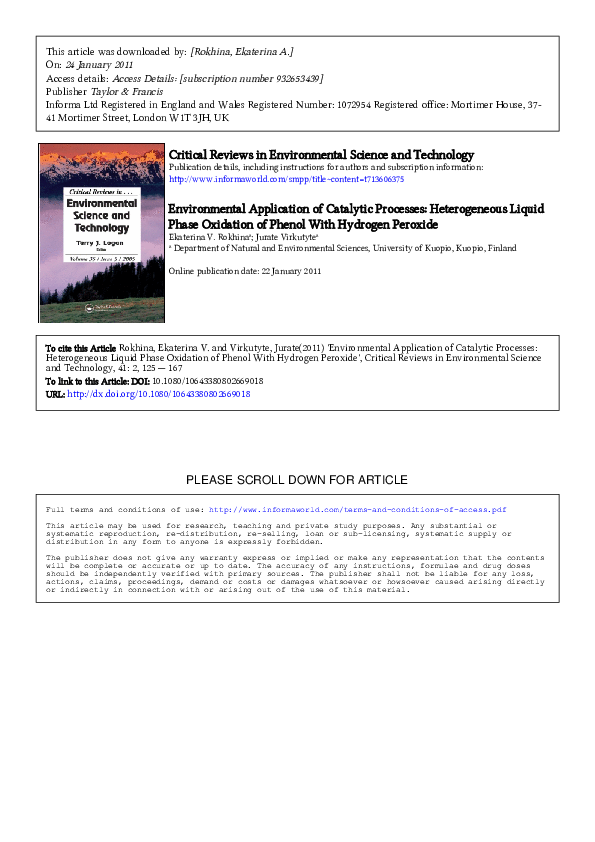PDF) Environmental Application of Catalytic Processes