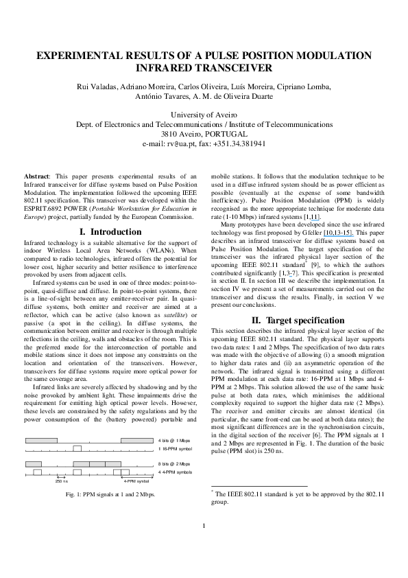 (PDF) Experimental results of a pulse position modulation infrared ...