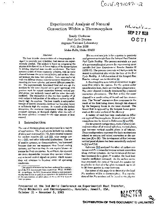 (PDF) Experimental Analysis of Natural Convection Within a Thermosyphon