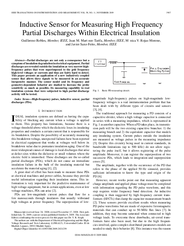 (PDF) Inductive Sensor for Measuring High Frequency Partial Discharges