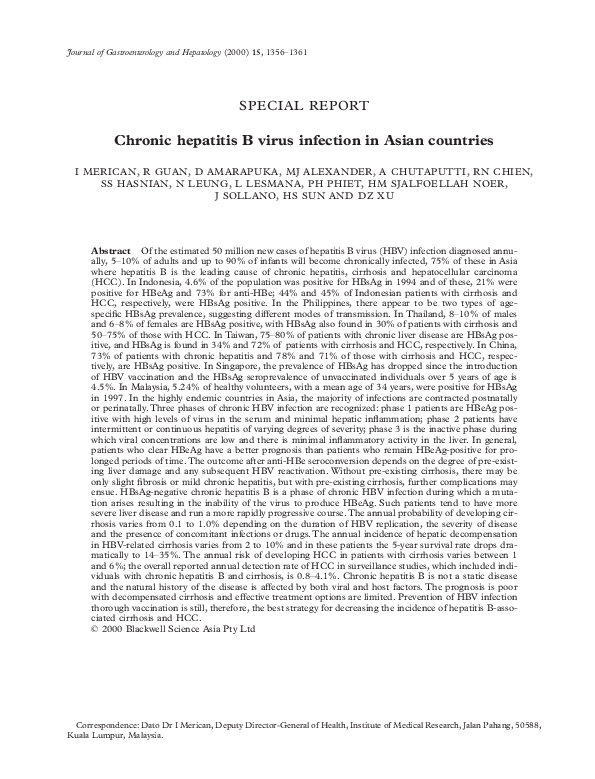 (PDF) Chronic hepatitis B virus infection in Asian countries