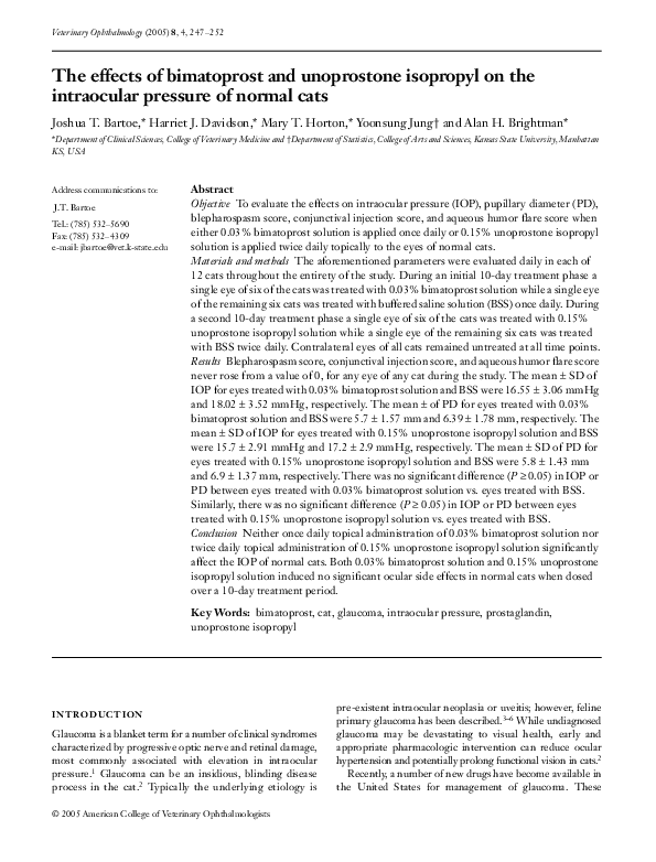 (PDF) The effects of bimatoprost and unoprostone isopropyl on the