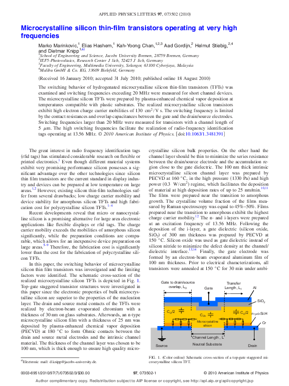 (PDF) Microcrystalline silicon thin film transistors obtained by hot ...