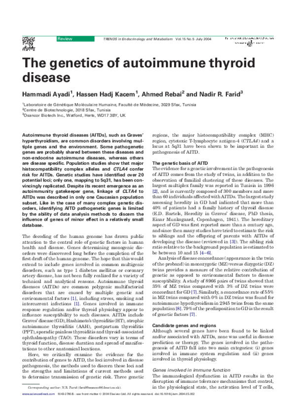 (PDF) The genetics of autoimmune thyroid disease