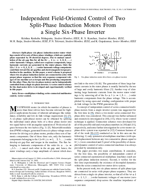 (PDF) Independent field-oriented control of two split-phase induction ...